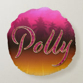 Polly Vorname Name golden pink Kissen ラウンドクッション (裏面)