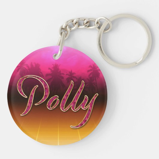 Polly Vorname Name golden pink Schlüsselanhänger キーホルダー (裏面)