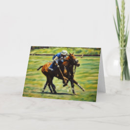 Polo Action Polo Horse Rider Art Note Card カード