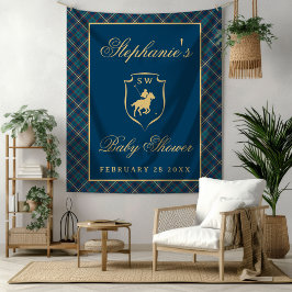 Polo Equestrian Classic Plaid Baby Shower Backdrop タペストリー