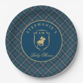 Polo Equestrian Classic Tartan Plaid  Baby Shower ペーパープレート (正面)