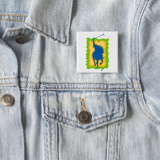 Polo Player Silhouette Modern Horseback Sports 缶バッジ