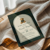 Polo Tartan Teddy Bear Boy Baby Shower 招待状