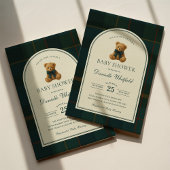 Polo Tartan Teddy Bear Boy Baby Shower 招待状