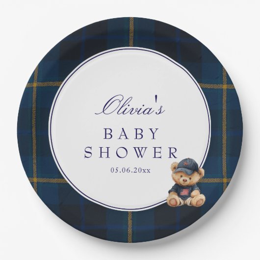 Polo Teddy Bear Baby Shower ペーパープレート (正面)