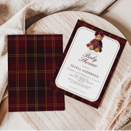 Polo Teddy Bear Girl Baby Shower Invitation 招待状