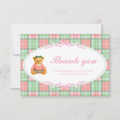 Polo Teddy Bear Girl Baby Shower Thank You カード (正面)