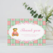Polo Teddy Bear Girl Baby Shower Thank You カード (スタンド正面)