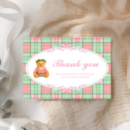 Polo Teddy Bear Girl Baby Shower Thank You カード