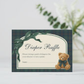 Polo Teddy Bear Green Bow Plaid Diaper Raffle エンクロージャーカード (スタンド正面)