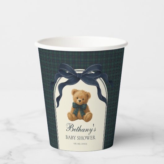 Polo Teddy Bear Navy Bow Plaid Baby Boy 紙コップ (正面)