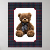 Polo Teddy Bear Tartan Plaid Baby Boy Kids Nursery ポスター (正面)