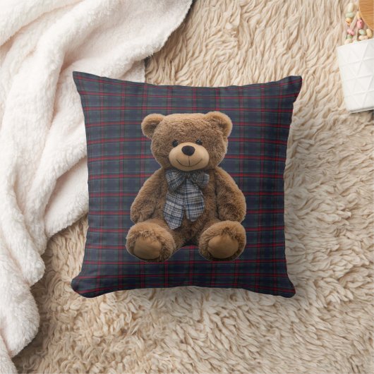 Polo Teddy Bear Tartan Plaid Kid Boy Nursery Decor クッション (ブランケット)