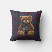 Polo Teddy Bear Tartan Plaid Kid Boy Nursery Decor クッション (正面)