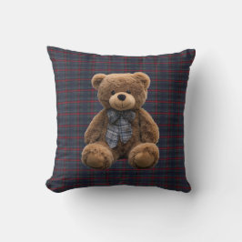 Polo Teddy Bear Tartan Plaid Kid Boy Nursery Decor クッション