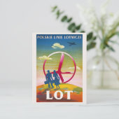 Polskie Linie Lotnicze LOT Vintageポスター ポストカード (スタンド正面)
