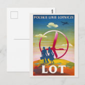 Polskie Linie Lotnicze LOT Vintageポスター ポストカード (正面/裏面)