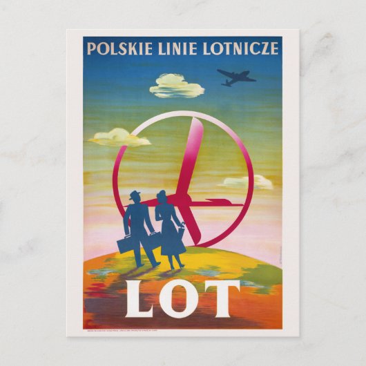 Polskie Linie Lotnicze LOT Vintageポスター ポストカード (正面)