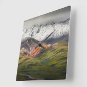 Polychrome mountain, Denali NP, Alaska スクエア壁時計 (傾斜)