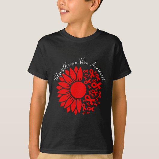 Polycythemia Vera Awareness Red Sunflower Mpn Bloo Tシャツ (正面)