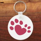 Polydactyl Cat Paw印刷ハート キーホルダー (正面)