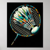 Polygon Art Badminton Player Shuttle Badmintoner  ポスター (正面)