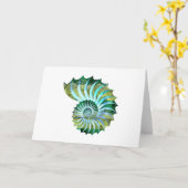Polygon Mosaic Nautilus Shell Blue & Green カード (黄色い花)