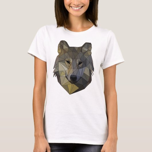 Polygon Wolf dreieckige Mosaik Formen Polyart Tシャツ (正面)