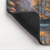 Polygonal Sailing Ship and Full Moon マウスパッド (コーナー)