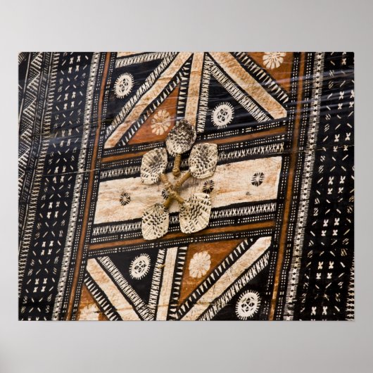 Polynesia, Kingdom of Tonga. Detail of tapa ポスター (正面)