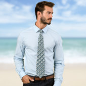 Polynesian Beach Waves and Flowers Ethnic Pattern ネクタイ