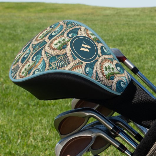 Polynesian Tropical Wave Palm Trees Pattern Name ゴルフヘッドカバー