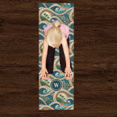 Polynesian Tropical Wave Palm Trees Pattern Name ヨガマット