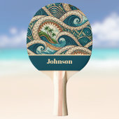 Polynesian Tropical Wave Palm Trees Pattern Name 卓球ラケット