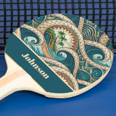 Polynesian Tropical Wave Palm Trees Pattern Name 卓球ラケット