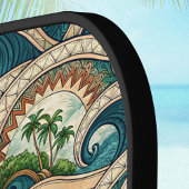 Polynesian Waves and Palm Trees Retro Monogram ピックルボールラケット