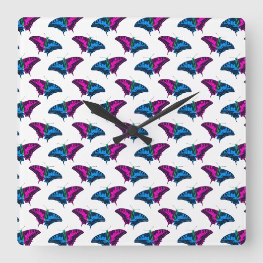 Polysexual Pride Flag Swallowtail Butterfly スクエア壁時計 (正面)