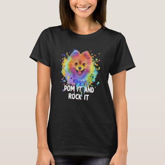 Pom It and Rock It Pomeranian Humor Pom Pom Dog  1 Tシャツ (正面)