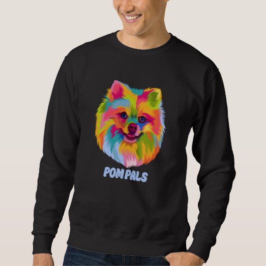 Pom Pals Pomeranian Humor Pom Pom Dog Mom Dog Dad スウェットシャツ (正面)