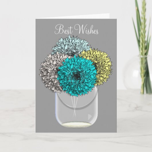 Pom Pomのカーネーションの花のメーソンジャーのつぼ カード (正面)