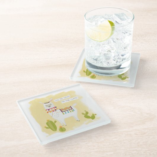 Pom PomのラマのRama-の保存あなたのラマのための戯曲 ガラスコースター (アングル)