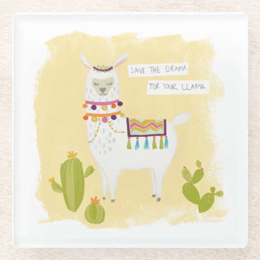 Pom PomのラマのRama-の保存あなたのラマのための戯曲 ガラスコースター (正面)