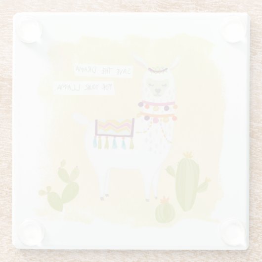 Pom PomのラマのRama-の保存あなたのラマのための戯曲 ガラスコースター (裏面)