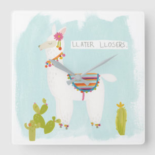 Pom PomのラマRama- Llater Llosers スクエア壁時計