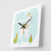 Pom PomのラマRama - Lottaの全ラマ スクエア壁時計 (傾斜)