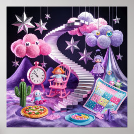 Pom Pom Clouds Dreamy Surreal Poster ポスター