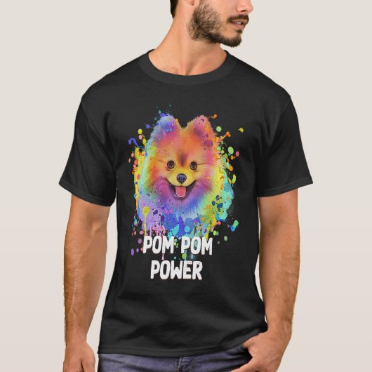 Pom Pom Power  Pomeranian Humor Toy Breed Animal P Tシャツ (正面)