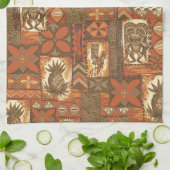 Pomaika'i Tikiのハワイのヴィンテージの樹皮布 キッチンタオル (折り畳み)