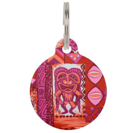 Pomaika'i Tikiのハワイのヴィンテージの樹皮布 ペット　ネームタグ