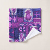 Pomaika'i Tikiのハワイの樹皮布の座標-紫色 バスタオルセット (ウォッシュタオル)